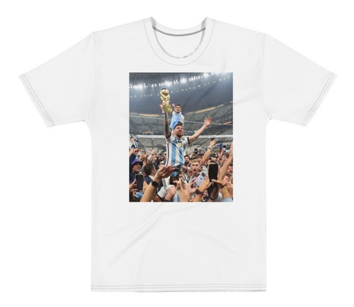 Playera Blanca Messi Campeon Argentina Mundial Qatar 2022