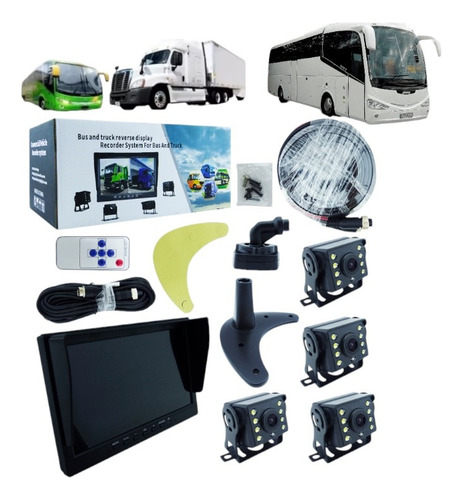 Kit 4 Cámaras + Pantalla De 10 Dvr Camión Bus 12/24v +cables