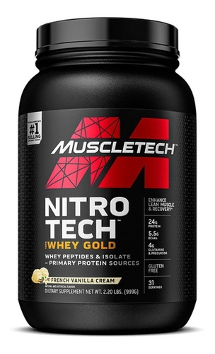 Imagen 1 de 1 de Suplemento en polvo MuscleTech Nitro Tech 100% Whey Gold proteína sabor french vanilla crème en pote de 2.51kg