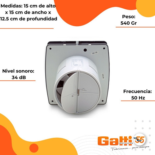 Imagen 7 de 9 de Extractor De Aire Baño/cocina 4 (10 Cm) Con Persiana Negro