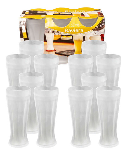 Vasos Cerveza Vidrio Esmerilado Wheaton Baviera 300 Ml X 12