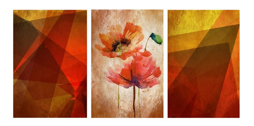Imagem 1 de 5 de Kit 3 Quadros Abstrato Floral 60x40cm Para Sala Quarto R5