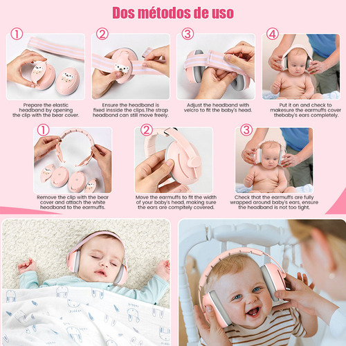 2 En 1 Orejeras Contra Ruido Para Niños/bebés, Audifonos Bloquea Sonido Con Diadema Elástica Ajustable, Diseño De Esponja Y Cancelación De Ruido Hasta 50db, Audifonos Antiruido De Viajar Dormido