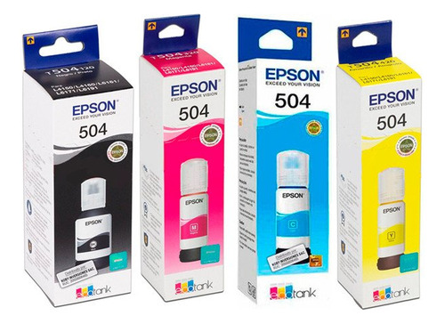 4 Tintas Epson T504 L4150 L4160 70ml Cyan/magenta/amarillo/negro