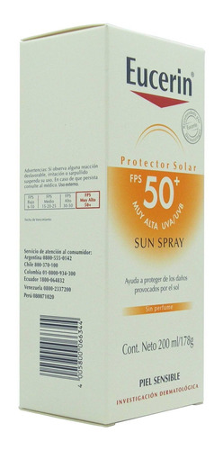 Eucerin Sun Body Spray Transparente Fps50 200 Ml.