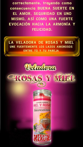 Veladora Rosas Y Miel - Une Los Lazos Amorosos