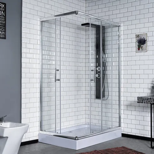 Box De Ducha Rectangular Cromo Transl. Sin Base - Munich