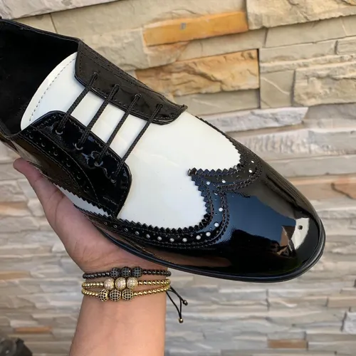 Zapato Zanthy Shoes De Charol Negro blanco Mod 137 Pachuco