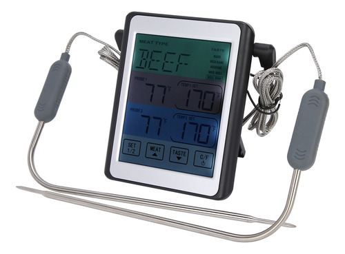 Termómetro Digital De Doble Sonda Para Temperatura De Carne.