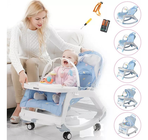 Silla Mecedora Musical Para Bebe 5 En 1, Silla De Comedor