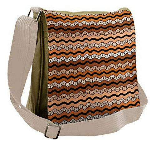 Bolso De Mensajero - Ambesonne Zambia Bag, Tribal Wavy Lines