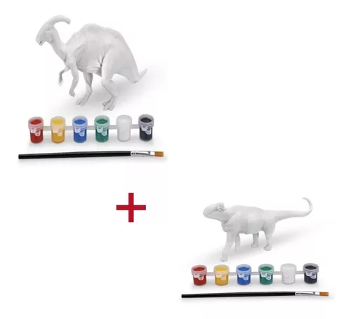 Dinossauro REX para Pintar com Mecanismo de Mordida - Kit 6 Cores