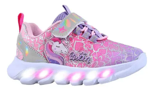 Zapatillas de Niña Unicornio Con Luz Rosa