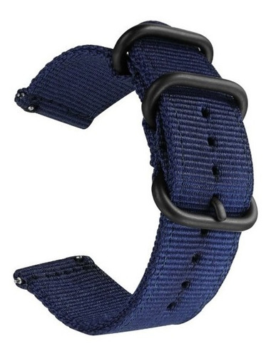 Pulseira Relógio Nylon Militar 03 Argolas 18, 20, 22, 24mm Cor Azul-escuro Largura 20 Mm