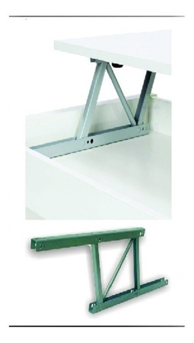 Imagen 2 de 6 de Herraje Para Mesa Elevable Rebatible Negra 380 Mm Por Par