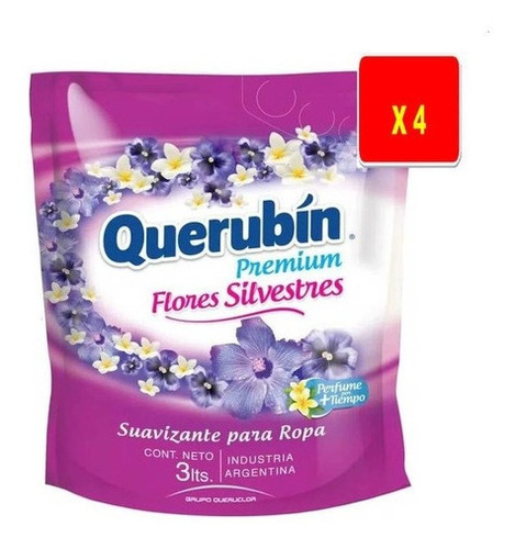 Suavizante Querubín Premium Repuestos 3 L X 4 Unidades