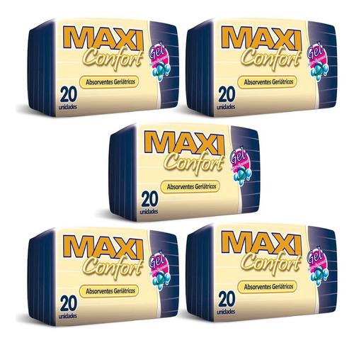 Kit 5 Pct Absorvente Geriátrico Maxi Confort C/20 Un 