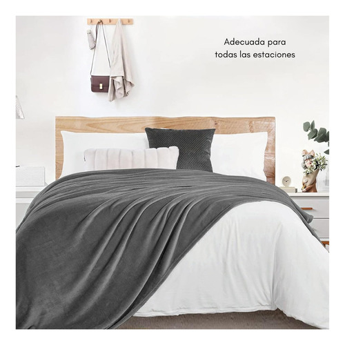 Frazada Manta Flannel 2 1/2 Plazas Polar Termica Suave Color Gris Diseño de la tela Lisa