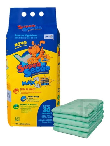 Tapete Higiênico Super Secão Max C/30 Unidades - 80x60cm
