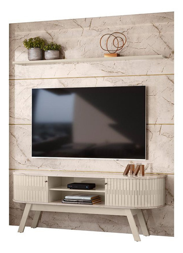 Rack Com Painel Tv 75 Polegadas Madetec Laguna Off White