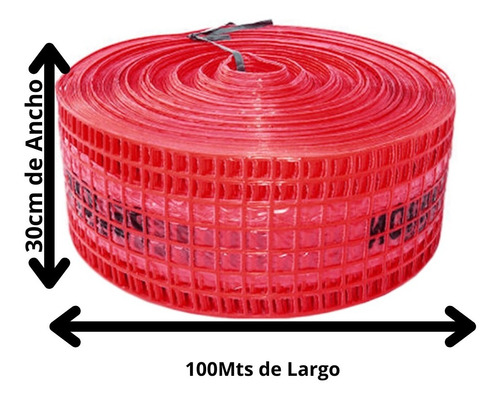 Malla Advertencia Subterránea Roja Electricidad 30cm X100mts