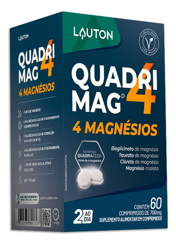Quadrimag 4 Magnésios 700mg Quadri4tech - Lauton Nutrition