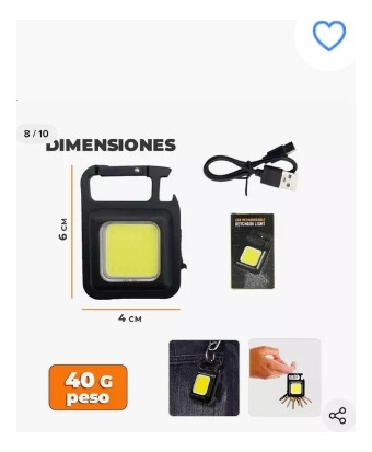 Linterna Recargable Led Con Luz Potente Llavero Multiusos