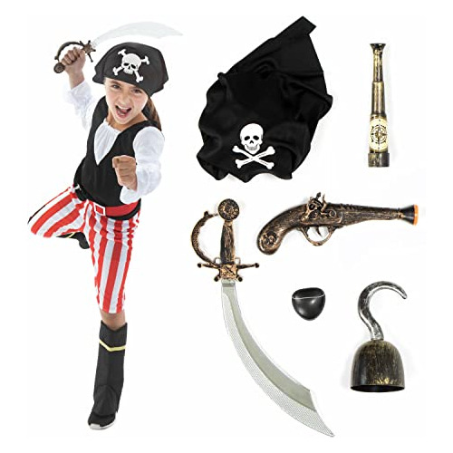 Disfraz Pirata Del Caribe Deluxe Y Kit De Accesorios  I...