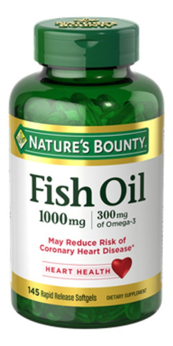 Suplemento en cápsula Nature's Bounty  Fish Oil- omega 3 en pote 145 un