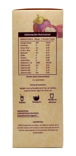 Imagen 4 de 8 de Mangostán En Polvo - Receta Ayurveda 100g Doypack