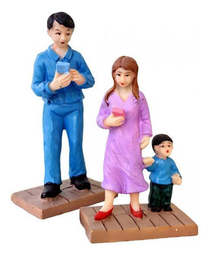 6 Figuras Familiares En Miniatura, Escultura De Escritorio