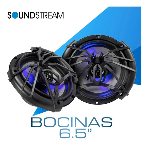 Imagen 3 de 4 de Par De Bocina 6.5 Cono Plata Y Led Azul