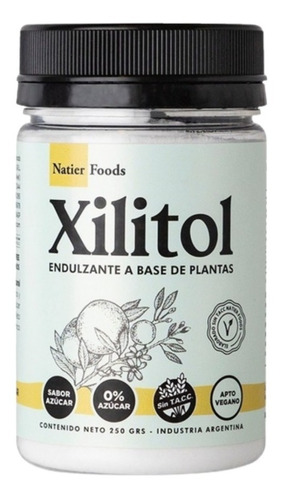 Xilitol Endulzante A Base De Plantas Vegano 250 Gr Natier