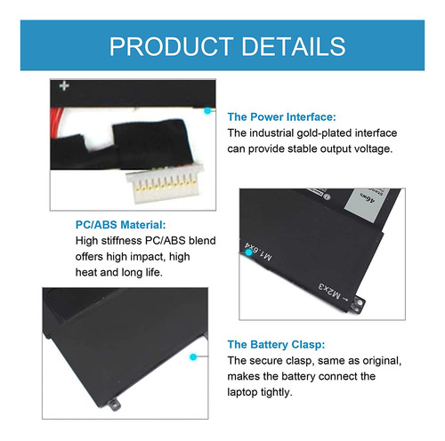 46wh Tipo De Batería Nnf1c Compatible Con Dell Xps 13 2 En 1