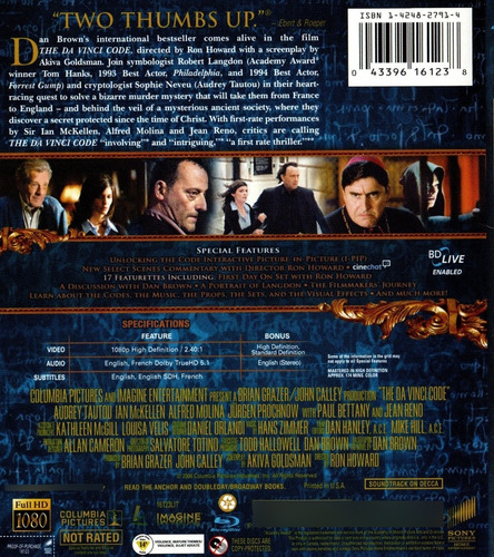 The Davinci Code Bluray (Usado)