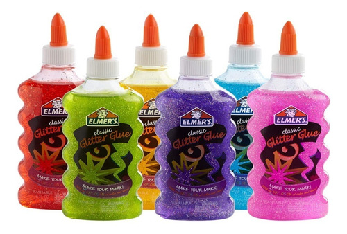 Pegamento Elmers Glitter Glue 3 Piezas 177 Ml Slime Morado (Usado)