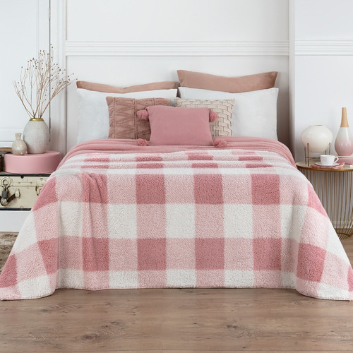 Cobija Esquimal Cobertor Luxus Individual Cobertor ind  ind  color lucero (rosa-blanco) de 220cm x 150cm