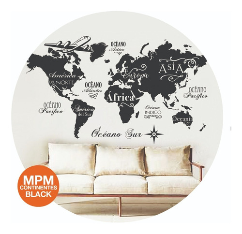 Vinilos Decorativos Mapa Mundi Planisferio Continentes