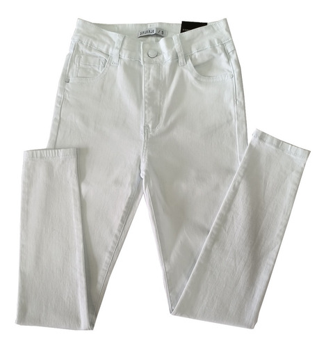 Pantalón Jeans Denim Mujer Salvaje Blanco Elasticado Pitillo