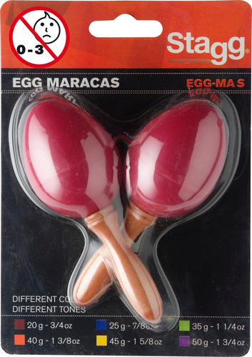 Huevos Maracas Mango Corto (par) Color Rojo - Shaker Stagg