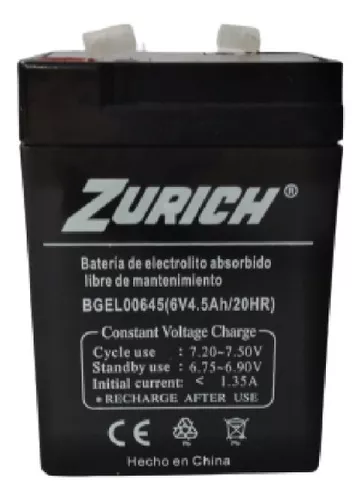 Bateria Zurich 6v  MercadoLibre 📦