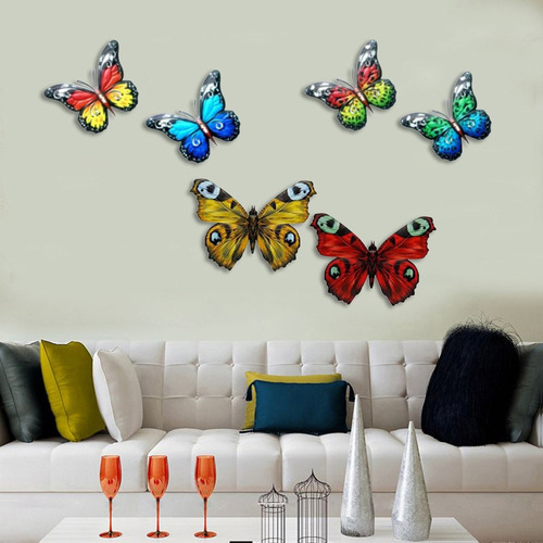Paquete De 6 Mariposas Grandes De Metal/mariposa - Jardín