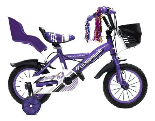 Bicicleta R12 Cuadro Reforzado Lamborghini Nena Violet Color Violeta