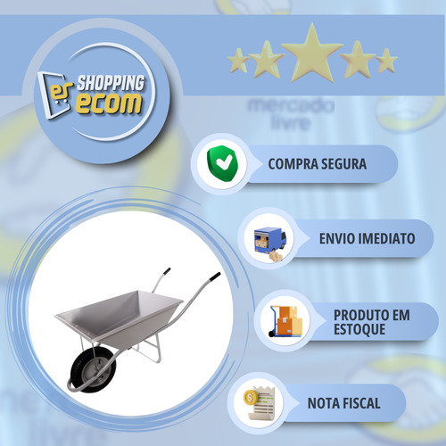Carrinho De Mão Reforçado Profissional 60lts Obras Combo 3un