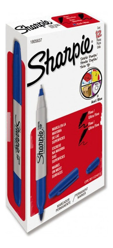 Marcador Permanente Sharpie Doble Punta Caja Con 12 Piezas