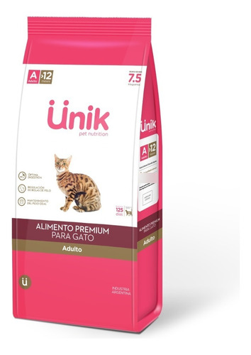 Alimento Unik Premium para gato adulto sabor mix en bolsa de 7.5 kg