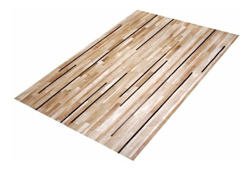 Imagen 4 de 6 de Alfombra Patchwork Tiras Cuero De Vaca Con Pelo. 1,2m X 1,8m