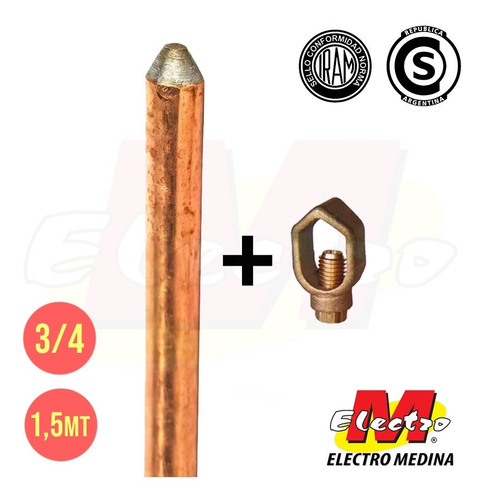 Kit Puesta Tierra Jabalina 3/4 X 1,5mt Iram Electro Medina