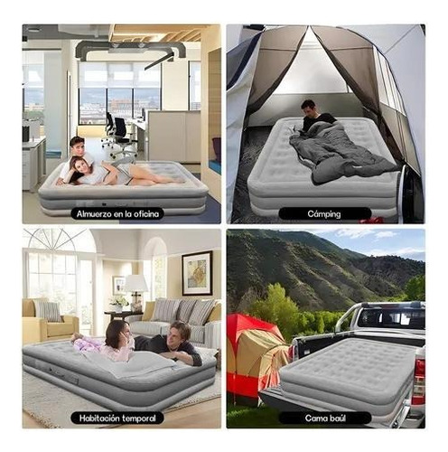 Colchón Inflable Eléctrico Queen 2 Plazas Bomba Recargable