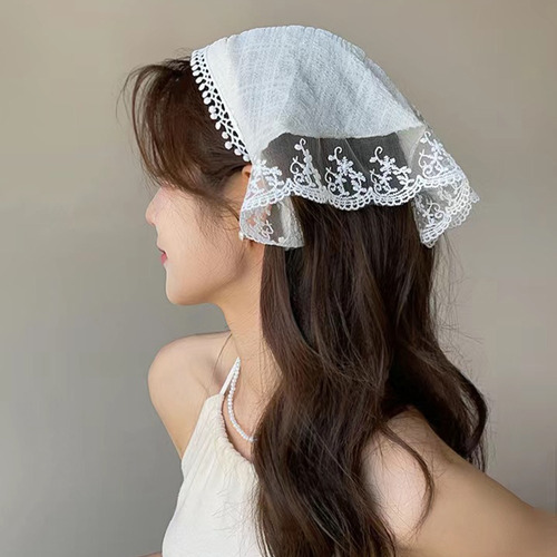 Diadema Retro Con Forma De Triángulo Y Encaje Floral Para Mu